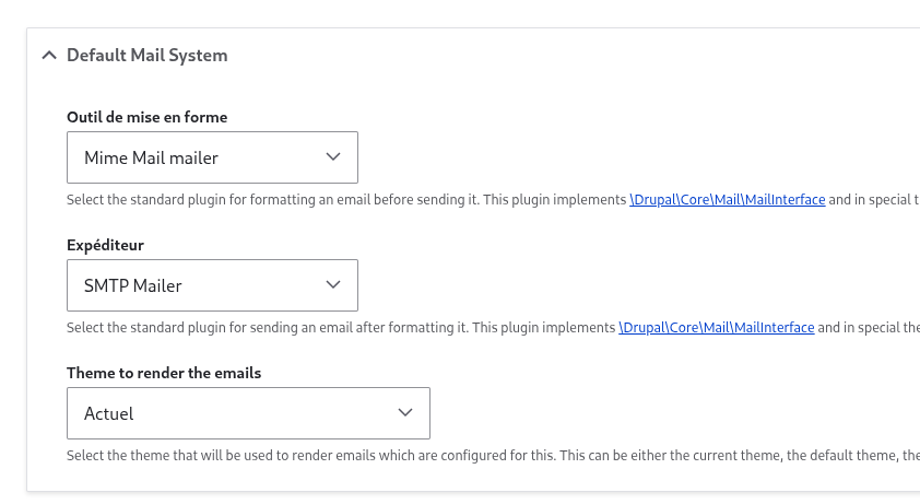 config SMTP mail sytem