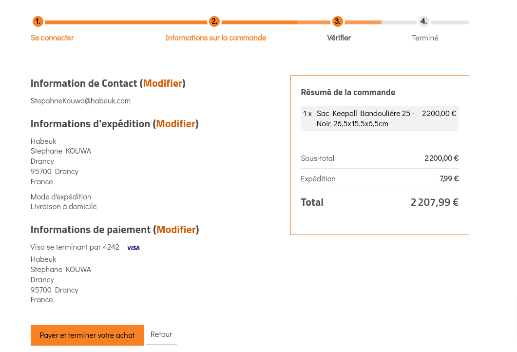 e-commerce checkout summary